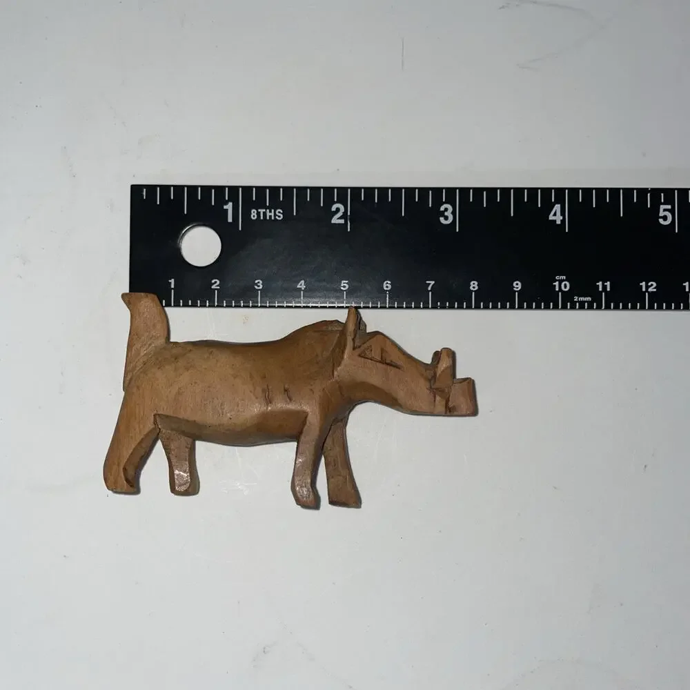 VTG Wooden Carved Wart Hog 3” Long Africa Animal